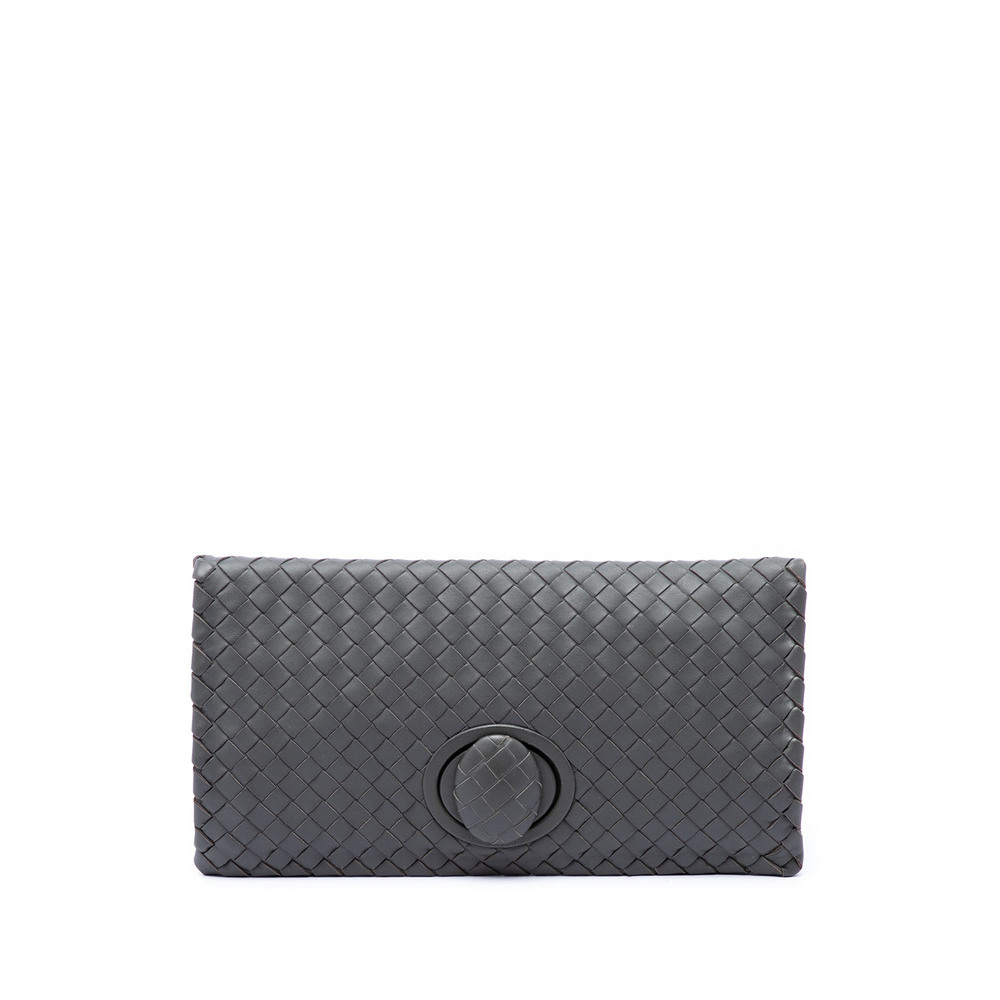 Pre-Loved Bottega Veneta Nappa Intrecciato Turn Lock Clutch